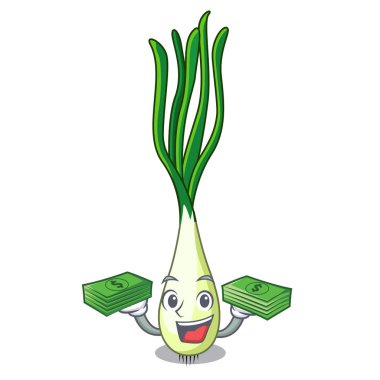 Para karikatür taze taze yemek pişirmek için soğan ile