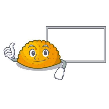 Başparmak yukarıya ile Yönetim Kurulu karakter Jamaika köftesi ızgara