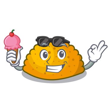 Dondurma lezzetli kızarmış köftesi ile plaka karikatür