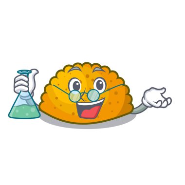 Profesör lezzetli kızarmış köftesi tabağı karikatür