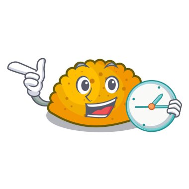 Saat lezzetli kızarmış köftesi ile plaka karikatür