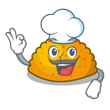 Şef lezzetli kızarmış köftesi tabağı karikatür