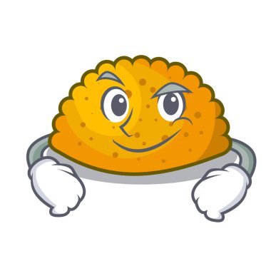 Plaka karikatür Smirking lezzetli kızarmış köftesi