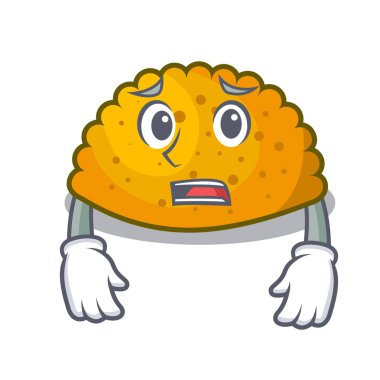 Maskot izole korkuyor kızarmış köftesi