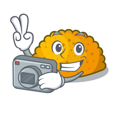 Maskot izole kızarmış fotoğrafçı köftesi