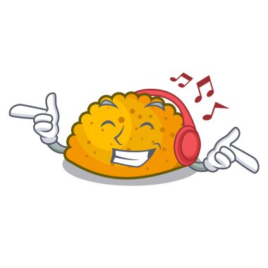 Müzik dinleme maskotu izole köftesi kızarmış