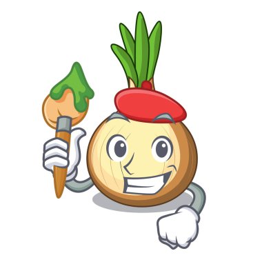 Sanatçı karakter taze sarı soğan masada