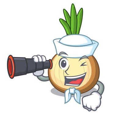 Denizci ile dürbün çizgi film olgun sarı soğan yemek pişirmek için