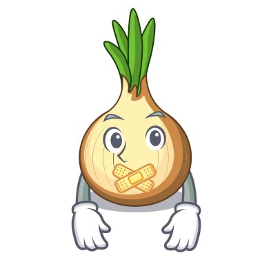 Sessiz taze sarı soğan maskotu izole