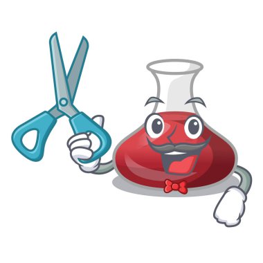 Kuaför karakter cam sürahi kırmızı şarap ile