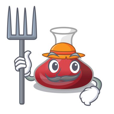 Kırmızı şarap ile çiftçi karakter cam sürahi