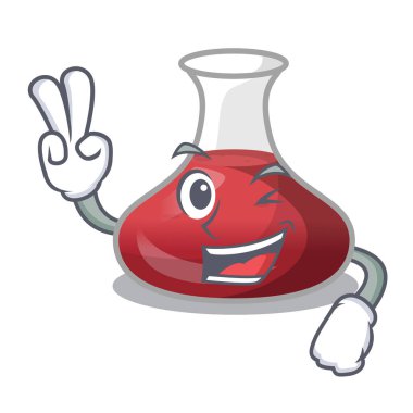 İki çizgi film sürahi ile lezzetli kırmızı şarap parmak