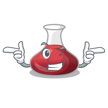 Wink lezzetli kırmızı çizgi film sürahi ile şarap