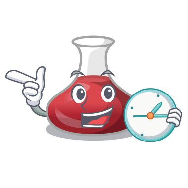 Saat lezzetli kırmızı şarap ile karikatür sürahi ile