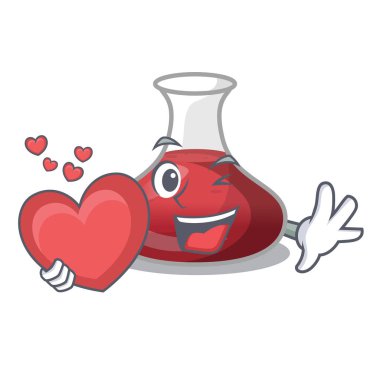 Tablo karikatür ile kalp şarap sürahi