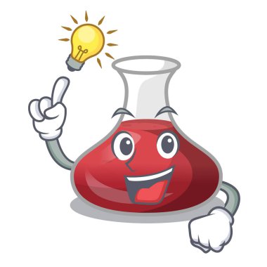 Maskot izole bir fikir kırmızı şarap sürahi var