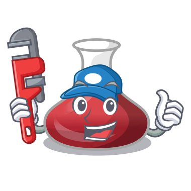 Tesisatçı kırmızı şarap sürahi maskotu izole