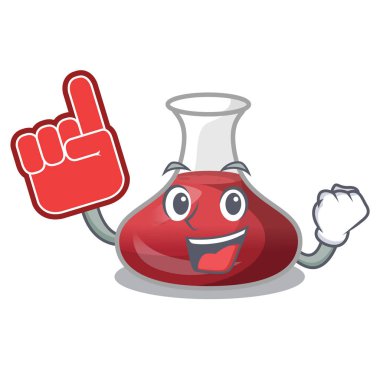 Maskot izole köpük parmak kırmızı şarap sürahi