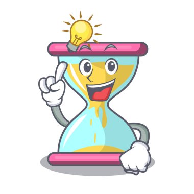 Maskot izole bir fikir vintage kum saati var