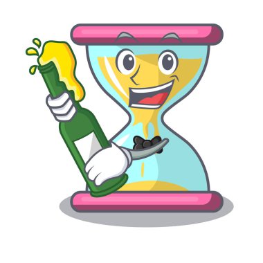 Maskot izole bira vintage kum saati ile