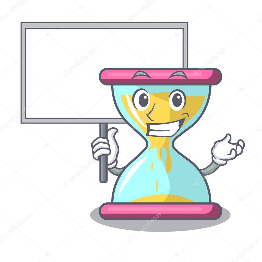 Bring board character hourglass concept for business deadline