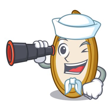 Denizci plaka karikatür dürbün Taze kabak çekirdeği ile