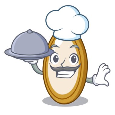 Şef yemek Taze kabak çekirdeği plaka karikatür ile