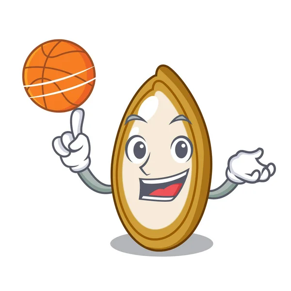 S basketbal dýňová semínka v misce kreslené — Stockový vektor