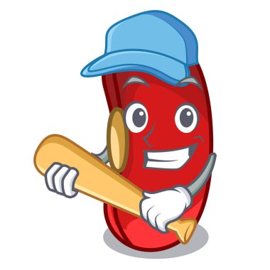 Malzemeler yemek pişirmek için karakter kırmızı fasulye beyzbol oynarken