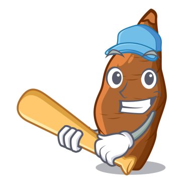 Beyzbol oynayan karakter manyok Pazar meyve