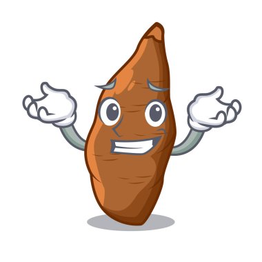 Sırıtan manyok kök plaka karikatür