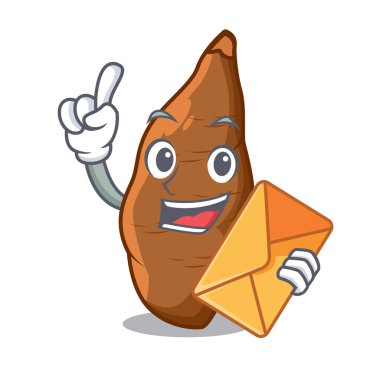 Zarf manyok kök ile plaka karikatür