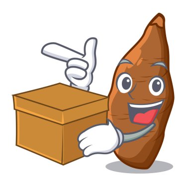 Kutusu manyok kök ile plaka karikatür