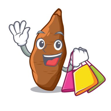 Alışveriş manyok kök plaka karikatür