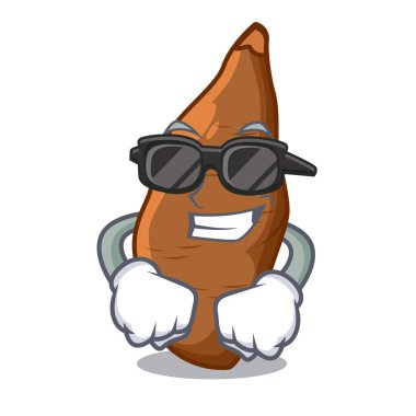 Süper cool manyok kök plaka karikatür