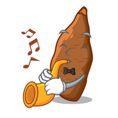 Çizgi film masada trompet olgun manyok ile