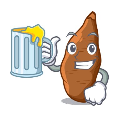 Çizgi film masada suyu olgun manyok ile