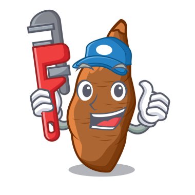 Tesisatçı taze manyok maskotu izole