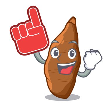 Köpük parmak taze manyok maskotu izole