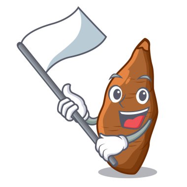 Bayrak taze manyok maskotu izole