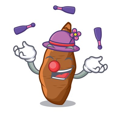 Taze manyok maskotu izole hokkabazlık