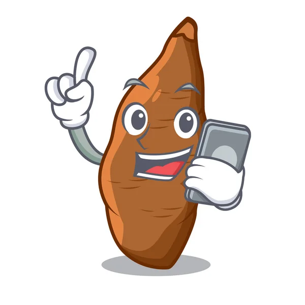 З символом телефону cassava на ринку фруктів — стоковий вектор