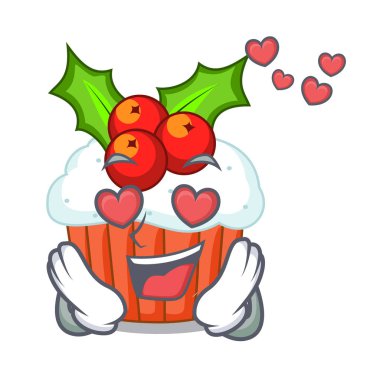 Aşık Noel dekore kek parti için karikatür