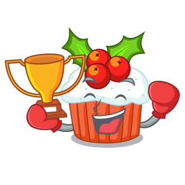 Maskot izole boks şampiyonu lezzetli Noel kek