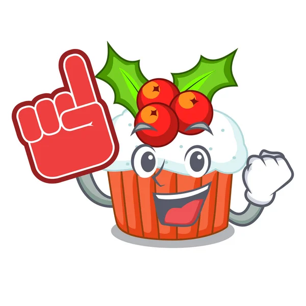 Espuma dedo delicioso cupcakes de Navidad aislados en la mascota — Vector de stock