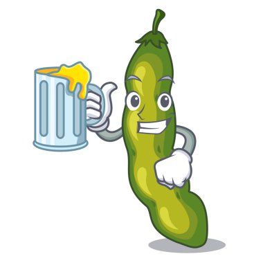 Suyu karikatür taze yemek pişirmek için fasulye ile