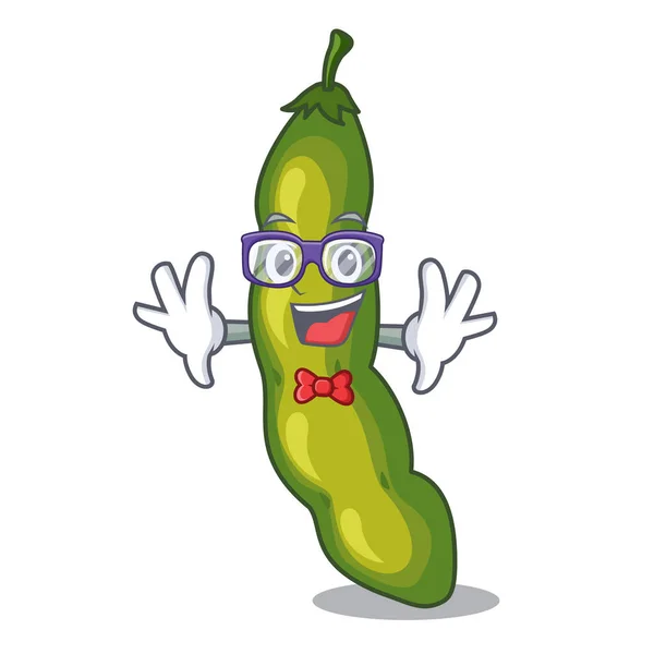 Frijol verde vaina de verduras frijol en dibujos animados — Vector de stock