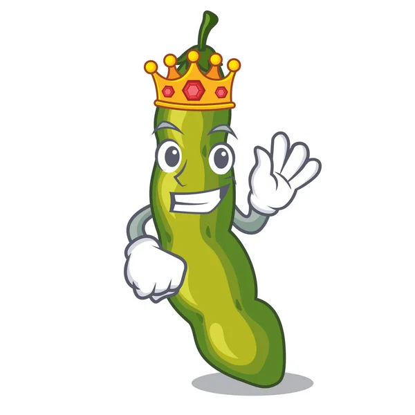 King green beans pod isolated on mascot — Stock Vector