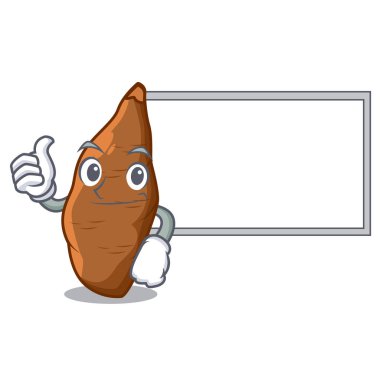 Başparmak yukarıya kurulu karakter manyok Pazar meyve ile