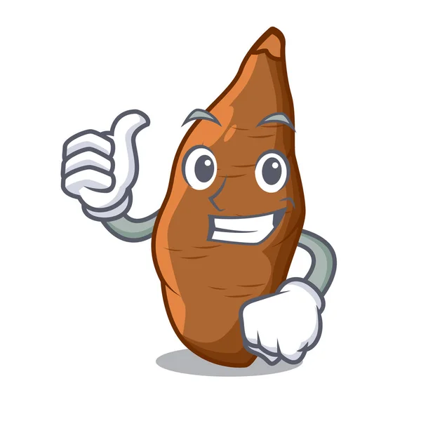 Thumbs up cassava root on the plate cartoon — Stock Illustration Thumbs up cassava root on the plate cartoon Royalty Free Stock Illustrations
